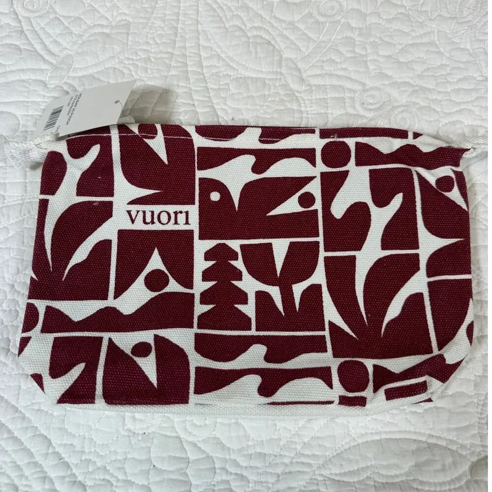 Vuori Red White Holiday Pouch Travel Cosmetic Zip Bag Festive Gift Accessory